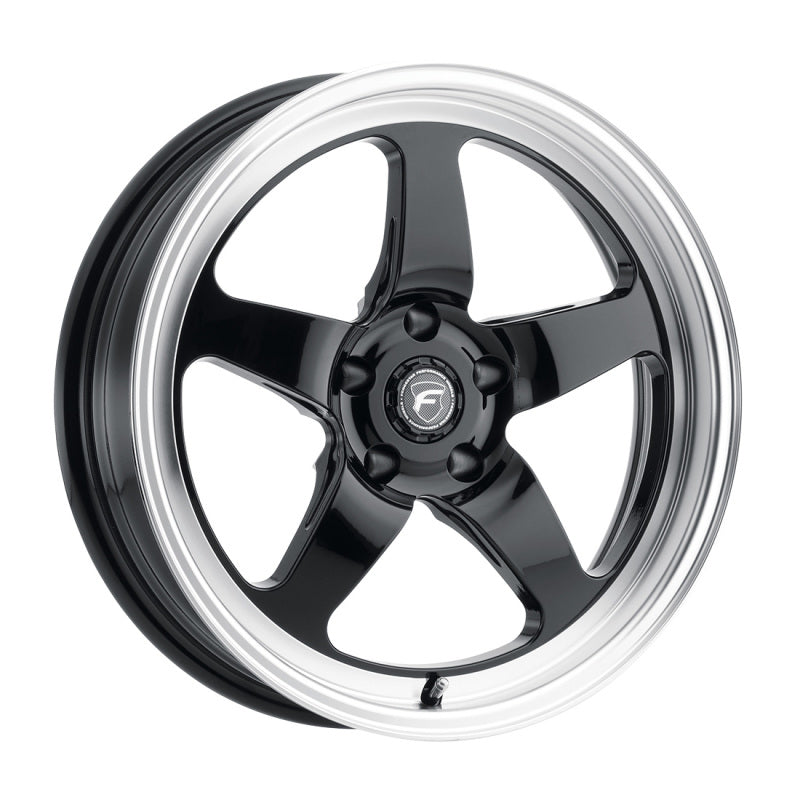 Forgestar F09188022P15 FITS: F091 18X8.0 D5 Drag 5X120 ET15 BS5.125 Gloss Black w/ Machine Lip 78.1 Wheels Cast