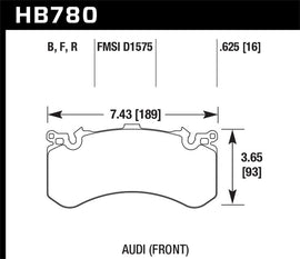 Hawk Performance HB780B.625 FITS:Hawk 2016 Audi A8 Front High Performance Brake Pads Brake Pads Performance