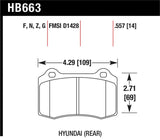 Hawk 10 Hyundai Genesis Coupe (Track w/ Brembo Breaks) Performance Ceramic Street 14mm Rear Brake Pa