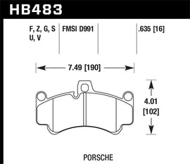 Hawk Performance HB483Z.635 FITS: Hawk 08 Porsche 911 Targa 4/4S/03-05 911 GT2/04-08 GT3/07-08 Turbo PC Street Front Brake Pads Brake Pads Performance