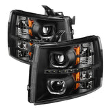SPYDER 9032189 FITS:xTune Chevy Silverado 1500/2500/3500 07-13 LED Halo Projector Headlights Black PRO-JH-CSIL07-CFB-BK Headlights