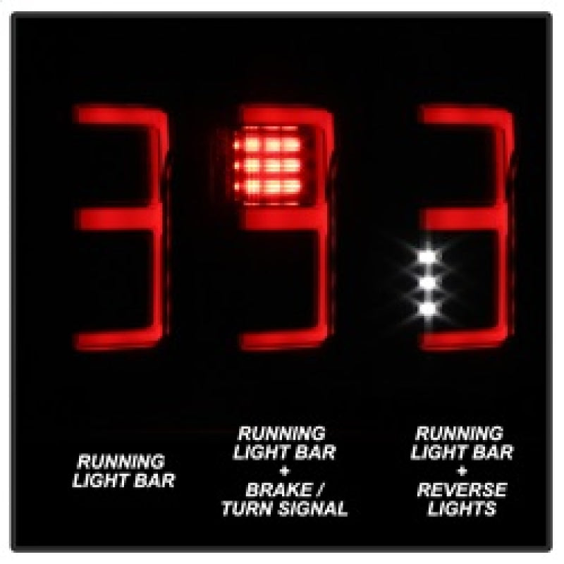 SPYDER 5085337 FITS: 15-17 Ford F-150 LED Tail Lights (w/Blind Spot) Black Smoke (ALT-YD-FF15015BS-LBLED-BSM) Tail Lights