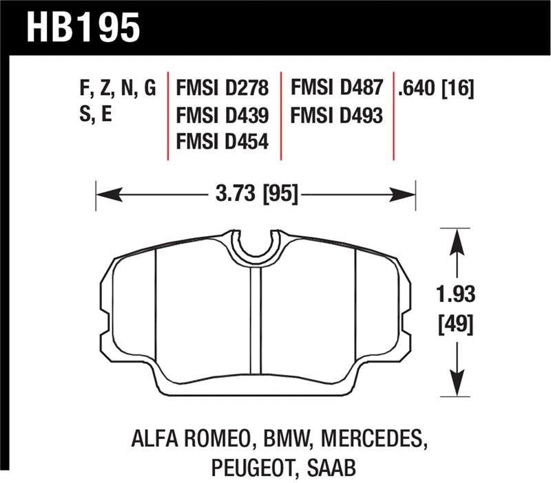 Hawk Performance HB195N.640 FITS: Hawk 84-4/91 BMW 325 (E30) HT-10 HP+ Street Front Brake Pads Brake Pads Performance