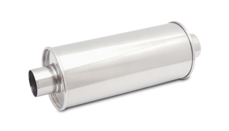 Vibrant 1118 FITS: StreetPower Round Muff 5in x 9in x 14in long body 2.5in in I.D. x 2.5in out Center-Center Muffler