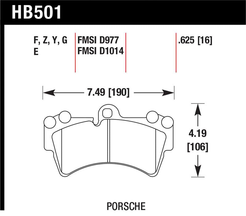 Hawk Performance HB501F.625 FITS: Hawk Porsche HPS Street Front Brake Pads Brake Pads Performance