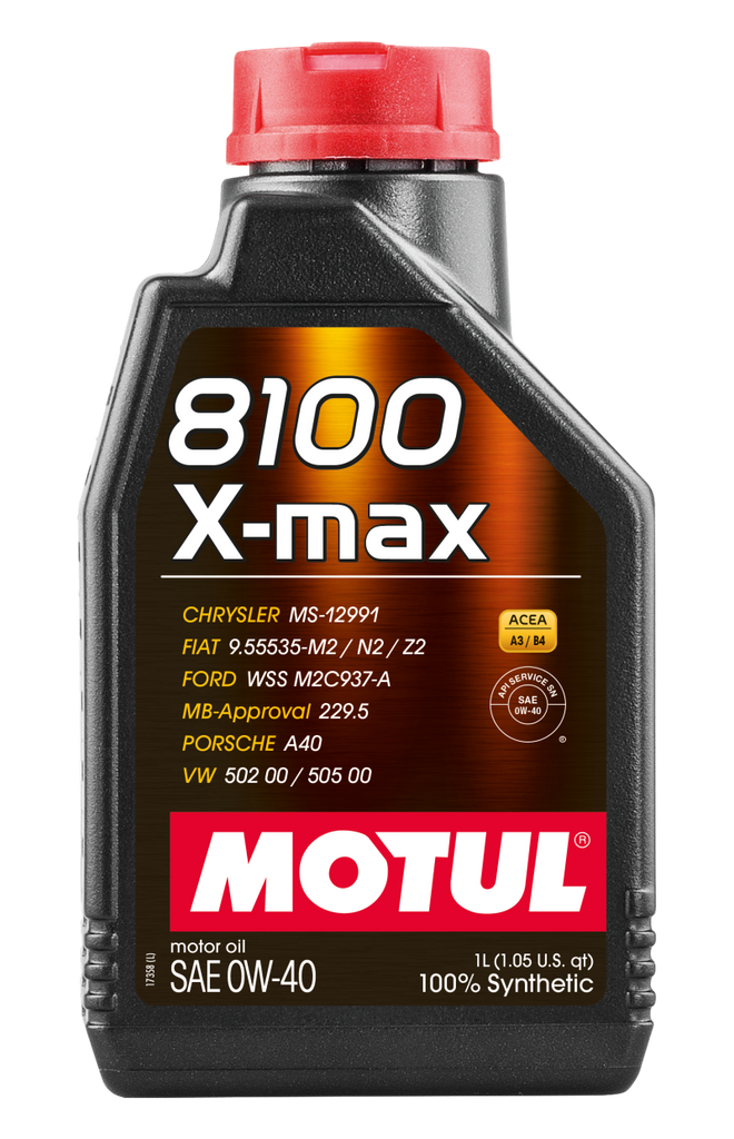 Motul 104531 FITS: 1L Synthetic Engine Oil 8100 0W40 X-MAX Porsche A40 Motor Oils