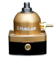 Load image into Gallery viewer, Fuelab 53501-5 FITS: 535 EFI Adjustable Mini FPR 25-90 PSI (2) -6AN In (1) -6AN Return Gold Fuel Pressure Regulators