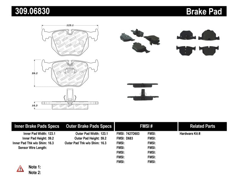 Stoptech 309.06830 FITS:StopTech Performance 01-07 BMW M3 E46 / 00-04 M5 / 04-09 X3 / 00-06 X5 / 1/06-09 Z4 / 9/00-07 330 / Brake Pads Performance