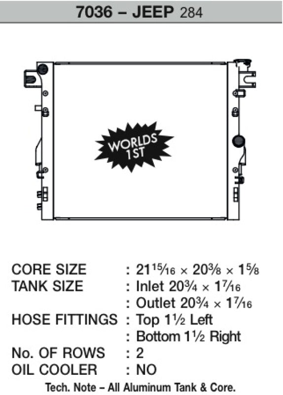 CSF 7036 FITS: 07-18 Jeep Wrangler (JK) Radiator Radiators