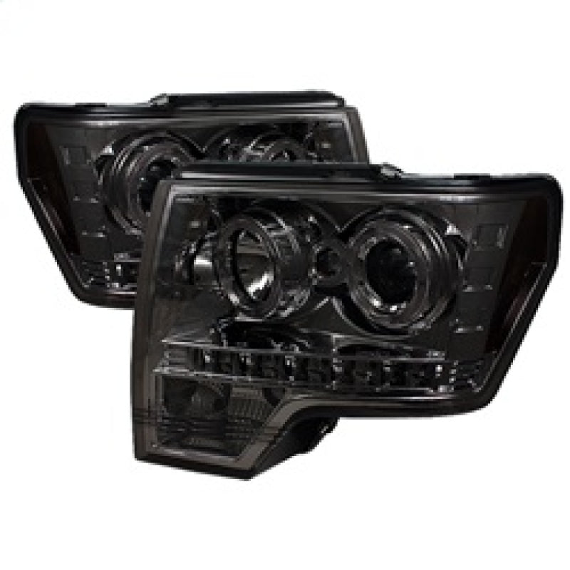 SPYDER 5010254 FITS: Ford F150 09-14 Projector Headlights Halogen Model- LED Halo LED Smke PRO-YD-FF15009-HL-SM Headlights