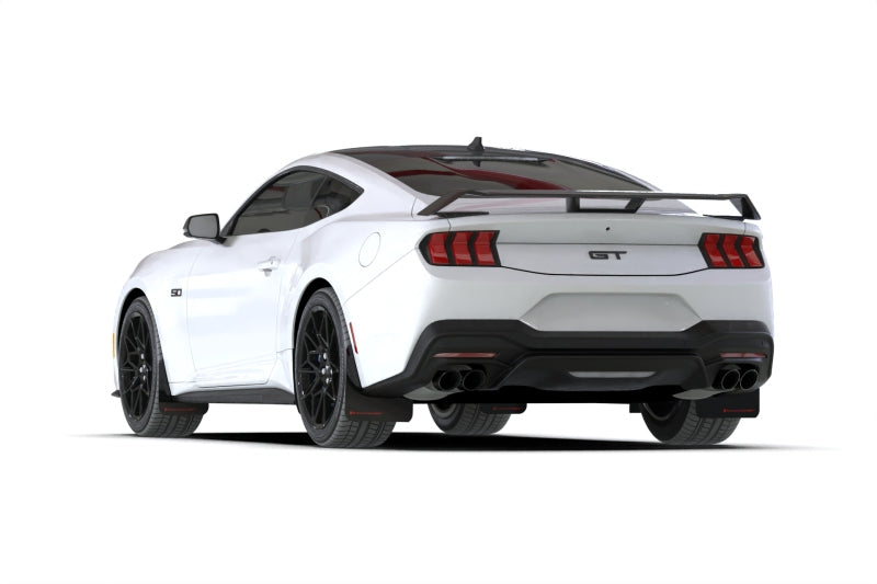 Rally Armor MF126-UR-BLK-MBK FITS: 2024+ Ford Mustang Black UR Mud Flap w/ Metallic Black Logo Mud Flaps