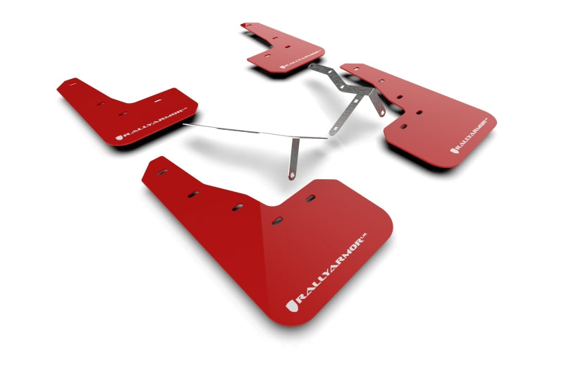 Rally Armor MF90-UR-RD/WH FITS: 22-25 Honda Civic/Civic Si/Sport Red UR Mud Flap w/White Logo Mud Flaps