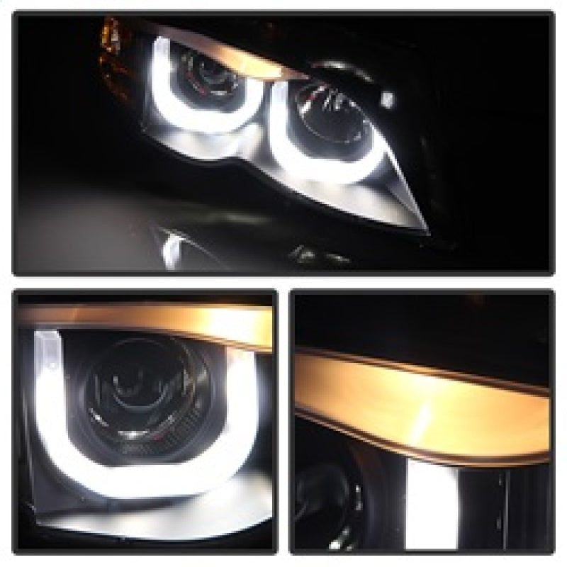 SPYDER 5031877 FITS: BMW E46 3-Series 02-05 4DR Projector Headlights 1PC 3D Halo Blk PRO-YD-BMWE4602-4D-3DDRL-BK Headlights