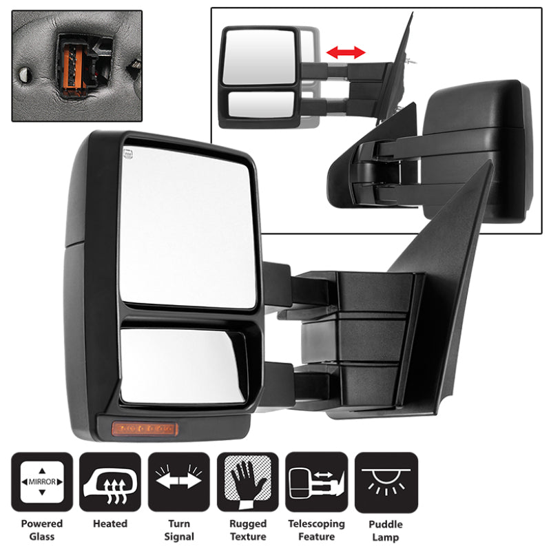 SPYDER 9935381 FITS:xTune Ford F150 07-14 Power Heated Amber LED Signal Telescoping Mirror Left MIR-FF15007S-PWH-AM-L Side Mirrors