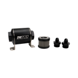 DeatschWerks Stainless Steel 6AN 10 Micron Universal Inline Fuel Filter Housing Kit (70mm)