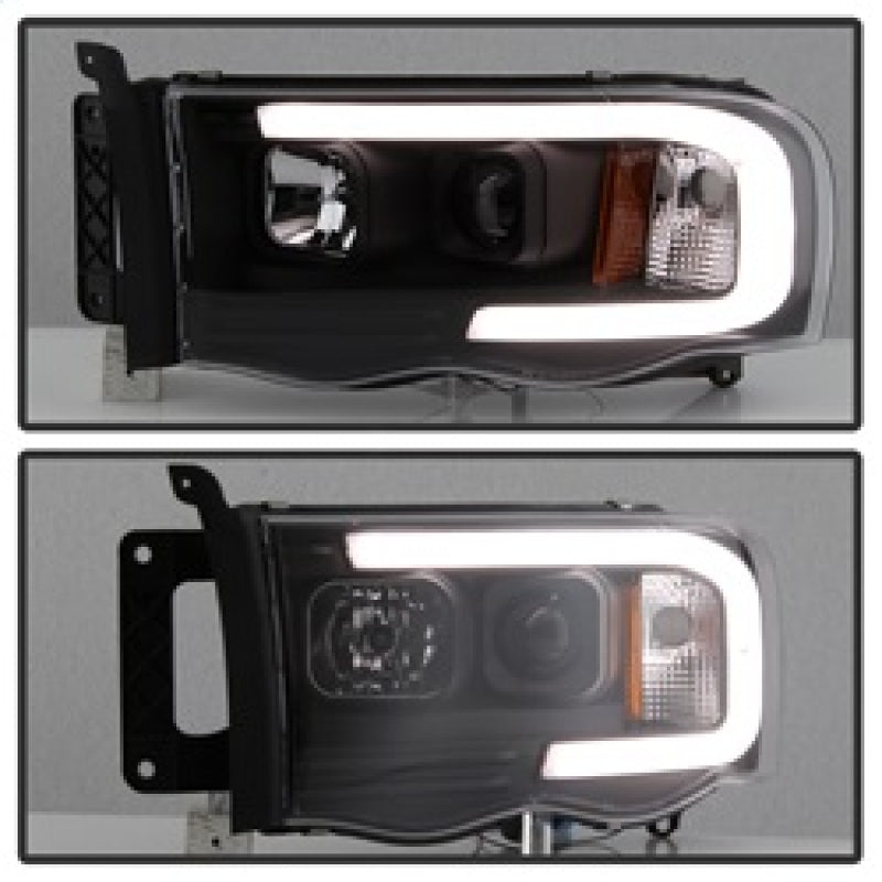 SPYDER 5084606 FITS: 02-05 Dodge Ram 1500 Light Bar Projector Headlights Black (PRO-YD-DR02V2-LB-BK) Headlights