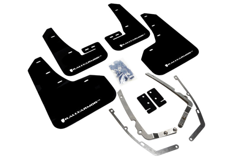 Rally Armor MF37-UR-BLK/WH FITS: 15-21 MKVII VW Golf/GTI Black UR Mud Flap w/White Logo Mud Flaps