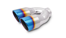 Load image into Gallery viewer, Vibrant 1326B FITS: 2.5in ID Dual 3.5in OD Round SS Tips (Single Wall Angle Cut) w/Burnt Blue Finish Tips