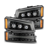 AlphaRex 880254 FITS: 03-06 Chevy Silverado 1500/2500HD/3500HD/Avalanche Alpha-Black NOVA LED Proj Headlights Headlights