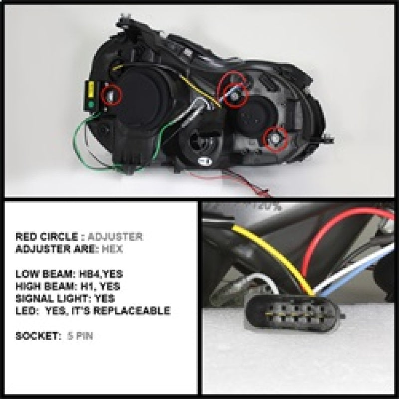 SPYDER 5038029 FITS: Mercedes Benz CLK 03-09 Projector Halogen Model- LED Halo DRL Chrm PRO-YD-MBCLK03-DRL-C Headlights