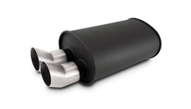 Vibrant 12335 FITS: Streetpower Flat Blk Muffler 9.5x6.75x15in Body 2.5in Inlet ID 3in Tip OD w/Dual DTM Tips Muffler