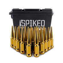 Load image into Gallery viewer, Mishimoto MMLG-SP1415-24GD FITS: Lug Nuts FITS: Lug Nuts FITS: Steel Spiked Lug Nuts M14 x 1.5 24pc Set Gold Lug Nuts
