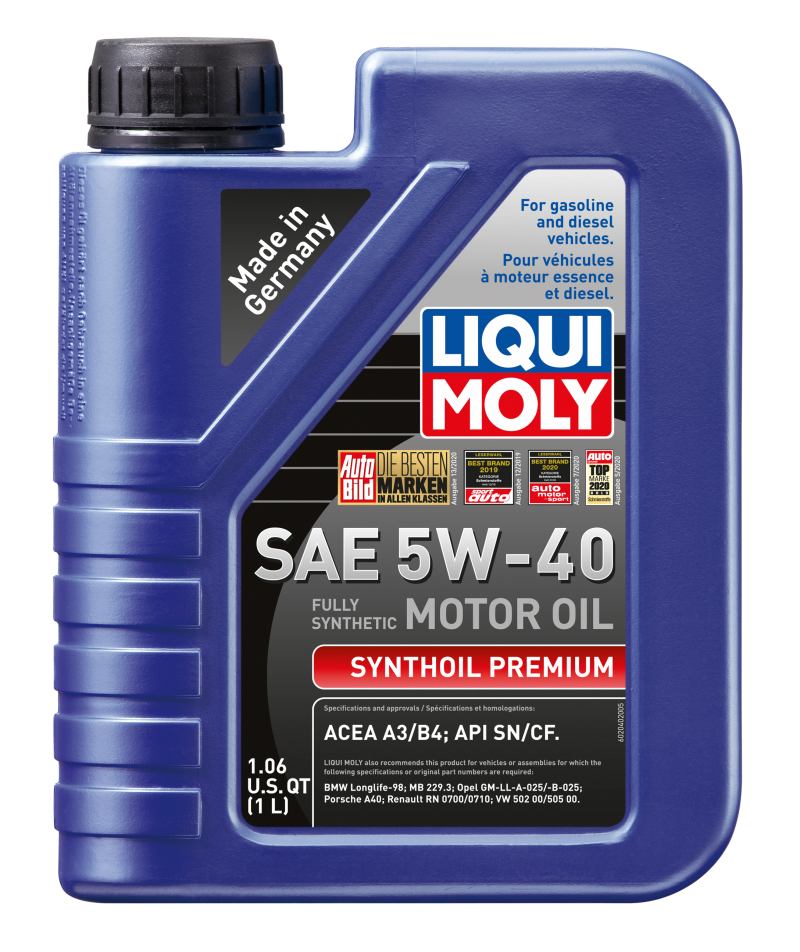 LIQUI MOLY 2040 FITS: 1L Synthoil Premium Motor Oil SAE 5W40 Motor Oils