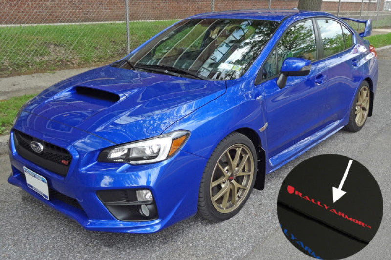 Rally Armor MF32-UR-BLK/LBL FITS: 15-21 Subaru WRX/STI Black UR Mud Flap w/Light Blue Logo Mud Flaps