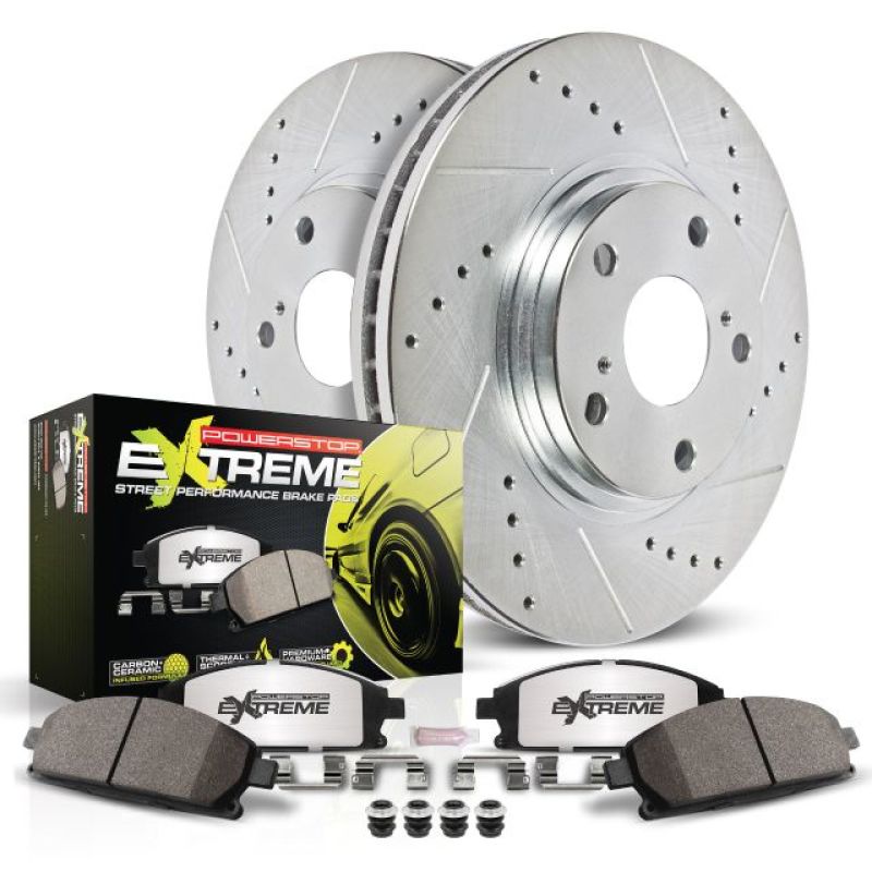 PowerStop K5729-26 FITS:Power Stop 01-06 BMW 330Ci Rear Z26 Street Warrior Brake Kit Brake Kits Performance D&S