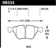Load image into Gallery viewer, Hawk Performance HB534F.750 FITS: Hawk 09-11 BMW Z4 / 04-05 525I / 08-11 128I / 06 325I/325XI / 07 328I/328XI HPS Street Front Brake P Brake Pads Performance