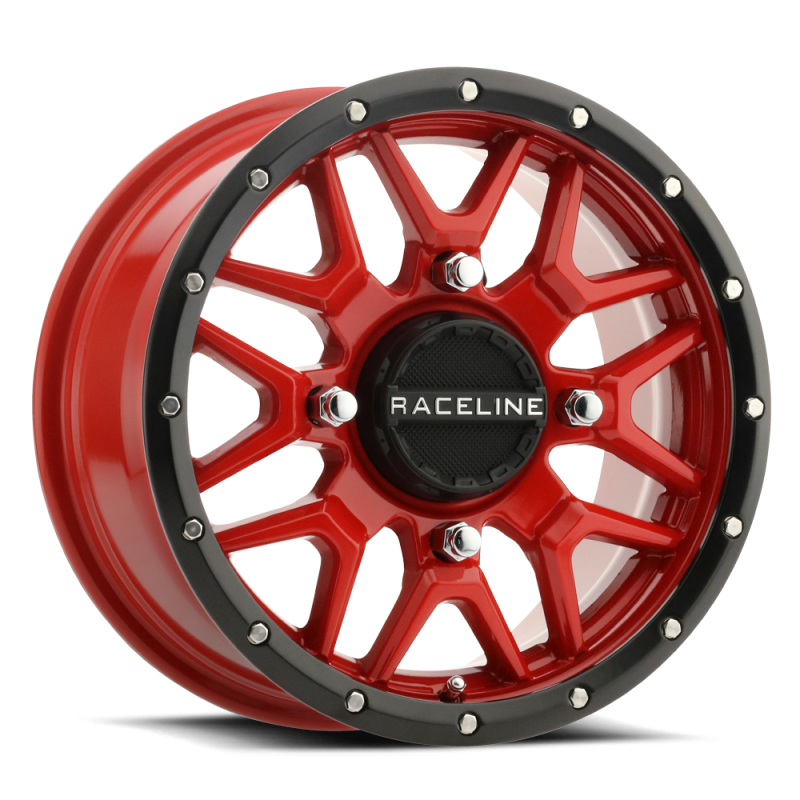 Raceline A94R-57056+10 FITS: A94R Krank 15x7in / 4x156 BP / 10mm Offset / 132.5mm Bore Red & Black Lip Wheel Wheels Cast