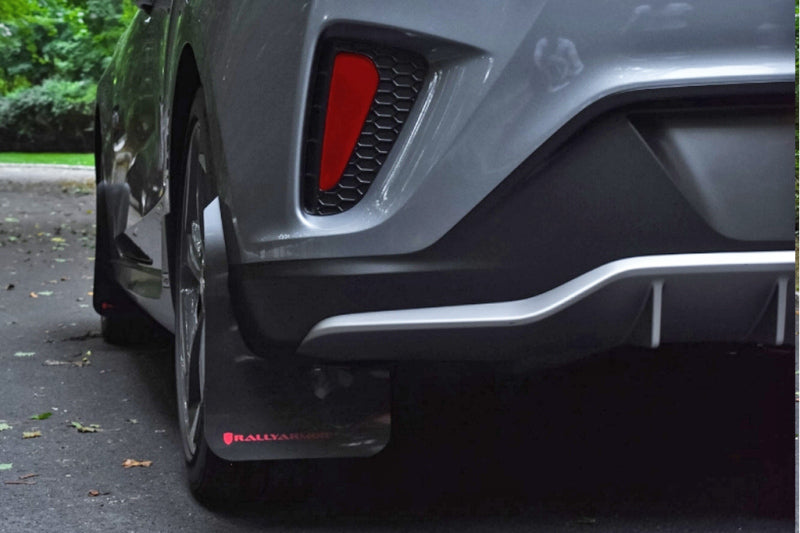 Rally Armor MF58-UR-RD/WH FITS: 19-21 Hyundai Veloster Turbo/2.0/R-Spec Red UR Mud Flap w/White Logo Mud Flaps