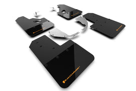 Rally Armor MF85-RR-ST-COR FITS: 21-25 Ford Bronco (Steel Bmpr + RR- NO Rptr/Sprt) Blk Mud Flap w/Cy Orange Logo Mud Flaps