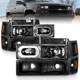 ANZO 111507 FITS: 88-98 Chevrolet C1500 Crystal Headlights Black Housing w/ Signal and Side Marker Lights Headlights