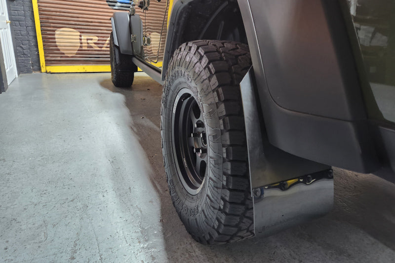 Rally Armor MF104-BLK-GRY FITS: 19-24 Jeep JT Gladiator (Mojave/Rubicon) Black Mud Flap w/Grey Logo Mud Flaps