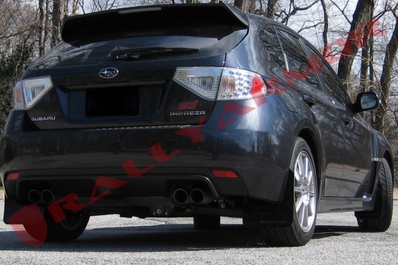 Rally Armor MF15-UR-BLK/RD FITS: 08-11 Subaru STI (Hatch Only) / 11-14 WRX (Hatch Only) Black UR Mud Flap w/Red Logo Mud Flaps