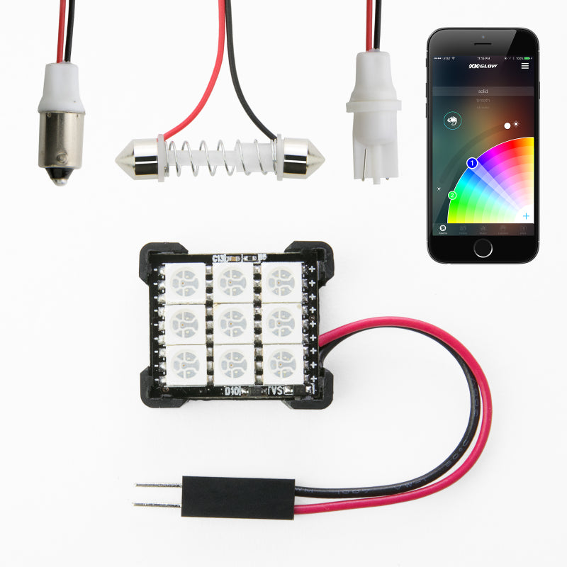 XKGLOW XK-BULB-PANEL FITS:XK Glow RGB Festoon LED Panel XKchrome Bluetooth App Controlled Dome Bulb Light Accessories and Wiring