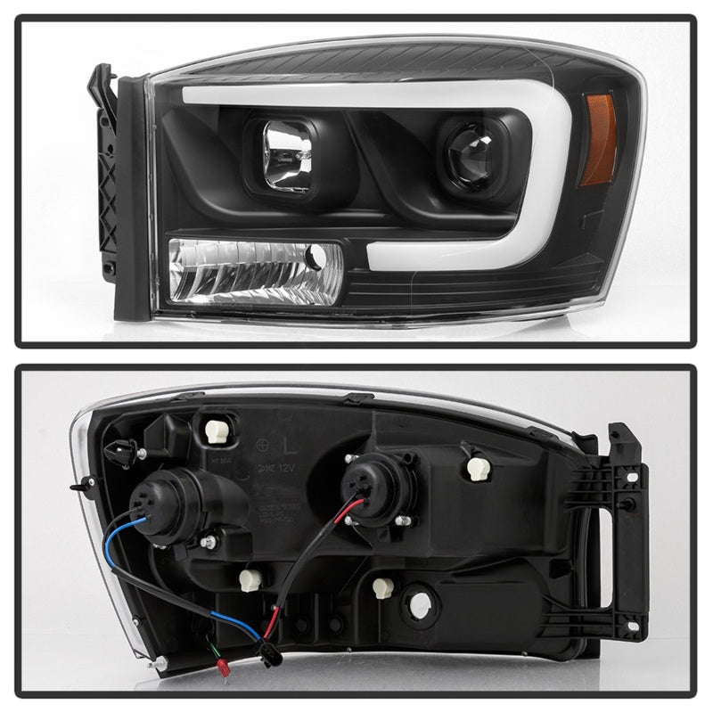SPYDER 5085306 FITS: Dodge Ram 1500 06-08 V2 Projector Headlights Light Bar DRL Black (PRO-YD-DR06V2-LB-BK) Headlights