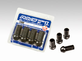 Rays W17RN1215B FITS: 17 Hex L48 Racing Nut 12x1.5 Black (4 Pieces) Lug Nuts