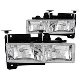 ANZO 111136 FITS: 1988-1998 Chevrolet C1500 Crystal Headlights Chrome w/o Bulbs Headlights