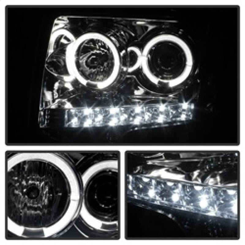 SPYDER 5010254 FITS: Ford F150 09-14 Projector Headlights Halogen Model- LED Halo LED Smke PRO-YD-FF15009-HL-SM Headlights