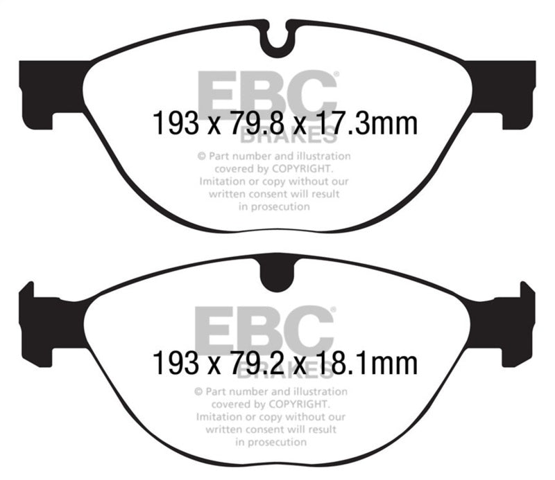 EBC DP42191R FITS: 13+ Jaguar F-Type (Cast Iron Only) 3.0 Supercharged (380) Perf Pkg Yellowstuff Front Brake Pads Brake Pads Performance