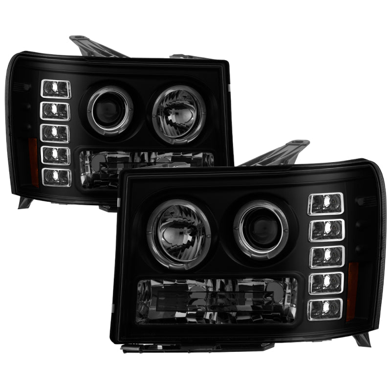 SPYDER 5078506 FITS: GMC Sierra 1500/2500 07-13 Projector Headlights LED Halo- LED Blk Smke PRO-YD-GS07-HL-BSM Headlights