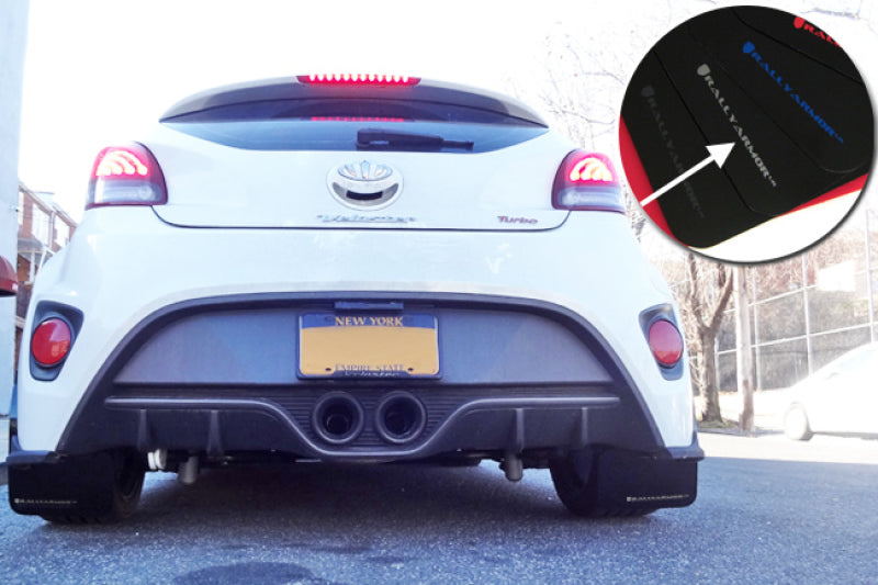 Rally Armor MF24-UR-BLK/SIL FITS: 12-18 Hyundai Veloster Black UR Mud Flap w/ Silver Logo Mud Flaps