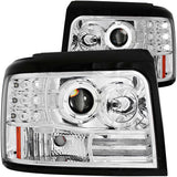 ANZO 111183 FITS: 1992-1996 Ford F-150 Projector Headlights w/ Halo Chrome w/ Side Markers and Parking Lights Headlights