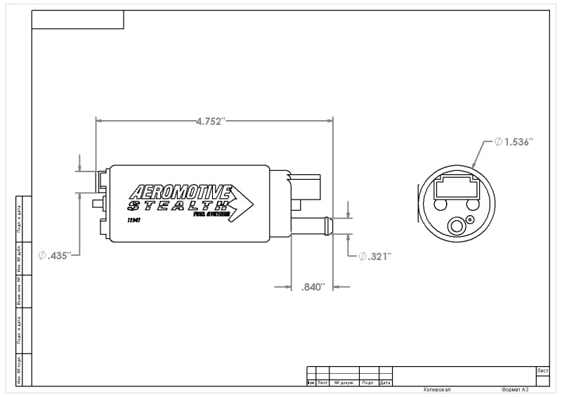Aeromotive 11541 FITS: 340 Series Stealth In-Tank E85 Fuel Pump Offset Inlet Fuel Pumps