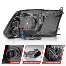 Load image into Gallery viewer, ANZO 111539 FITS: 2009-2020 Dodge Ram 1500 Full LED Square Projector Headlights w/ Chrome Housing Black Amber Headlights