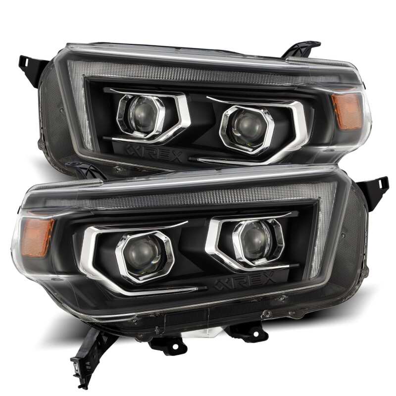 AlphaRex 880757 FITS: 10-13 Toyota 4Runner LUXX LED Proj Headlights Plank Style Black w/Seq Signal/DRL