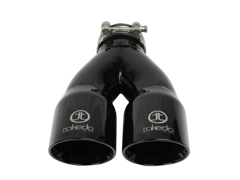 aFe 49T25364-B10 FITS: Takeda 2.5in 304 Stainless Steel Clamp-on Exhaust Tip 2.5in Inlet 3in Dual Outlet Black Tips