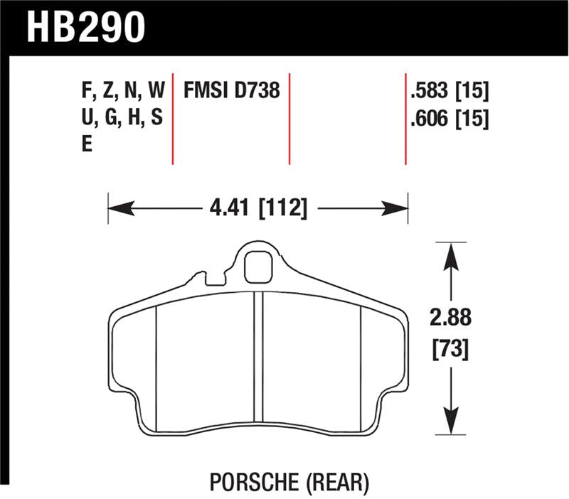 Hawk Performance HB290F.583 FITS: Hawk Porsche HPS Street Rear Brake Pads Brake Pads Performance